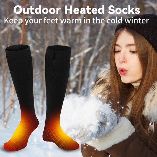 GEMSTONEGO Heated Socks for Men Women Electric Rechargeable Winter Heated Socks Warm Cotton Thermal Socks for Riding Camping Hiking Skiing Hunting