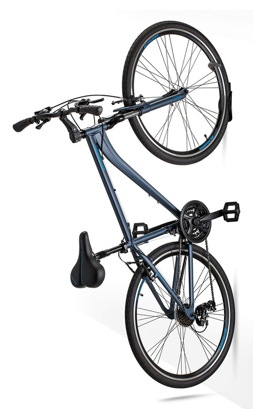 Schwinn Wall Mount Bike Hanger, Space Saving Vertical Garage Storage for Bicycle, Fits Up to 3 Inch Tire Width, Can Hold Up to 50 lbs., Hangs One Bike, Black