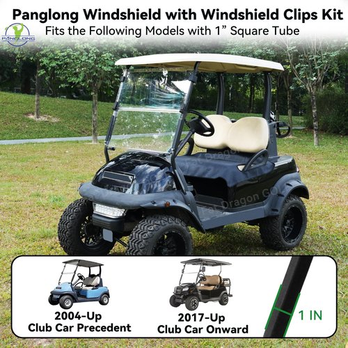 Panglong Precedent Golf Cart Windshield, Club Car Windshield with all Windshield Clips, Fold Down Windshield Anti-UV Impact Resistant Fit 2004-Up Club Car Precedent, Tempo, Onward, 37.59"W X 33.97"H