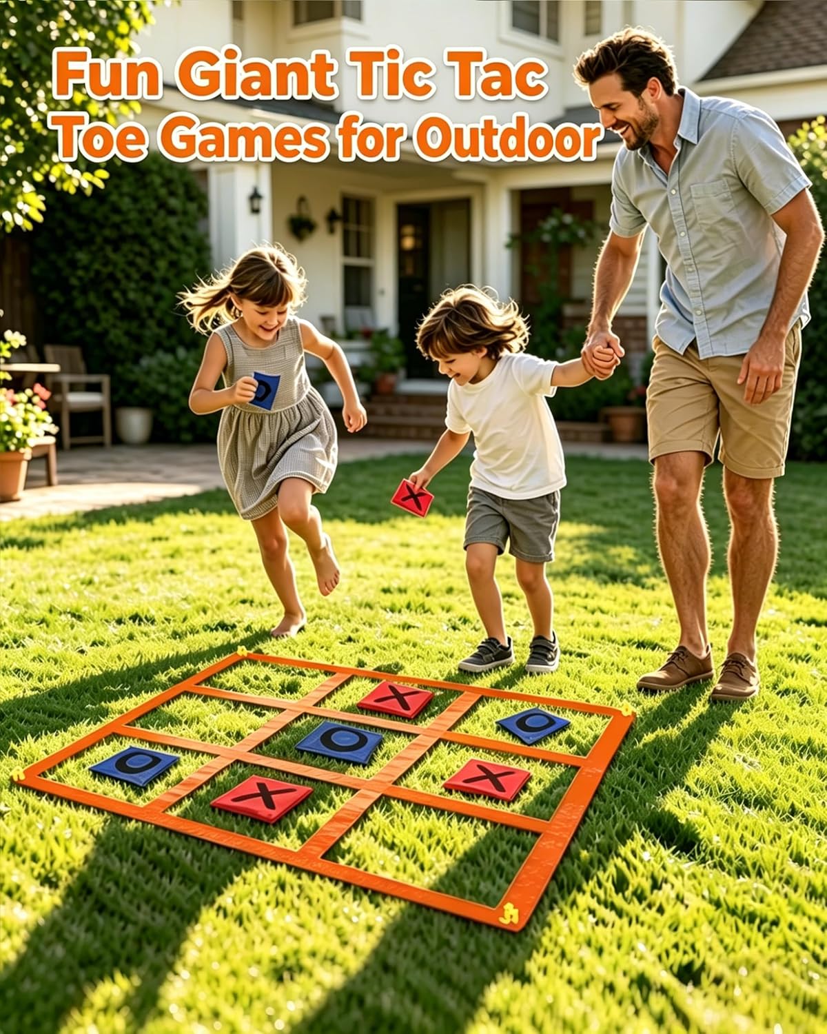 Skiennix 2-in-1 Outdoor Giant Tic Tac Toe & Bean Bag Toss Game - Fun for Kids & Adults | Perfect for Yard Parties