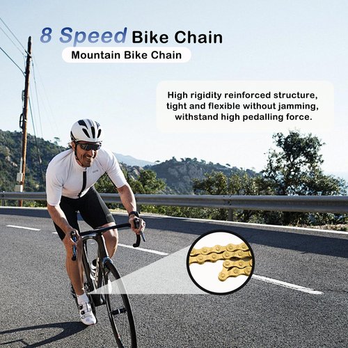 Tailcle 6/7/8 Speed Gold Bike Chain, Bicycle Chain Bike Parts Chain Replacement for Road Mountain Racing Cycling E-Bike MTB BMX (Gold 6/7/8 Speed)