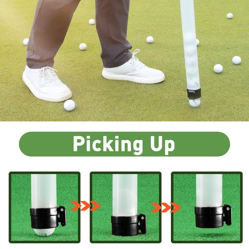 Golf Ball Retriever Professional Picker Golf Ball Shag Tube Plastic Release Retrievers Collector Practice Pick-up Sucker Tool, 35.4 Inch (Black)