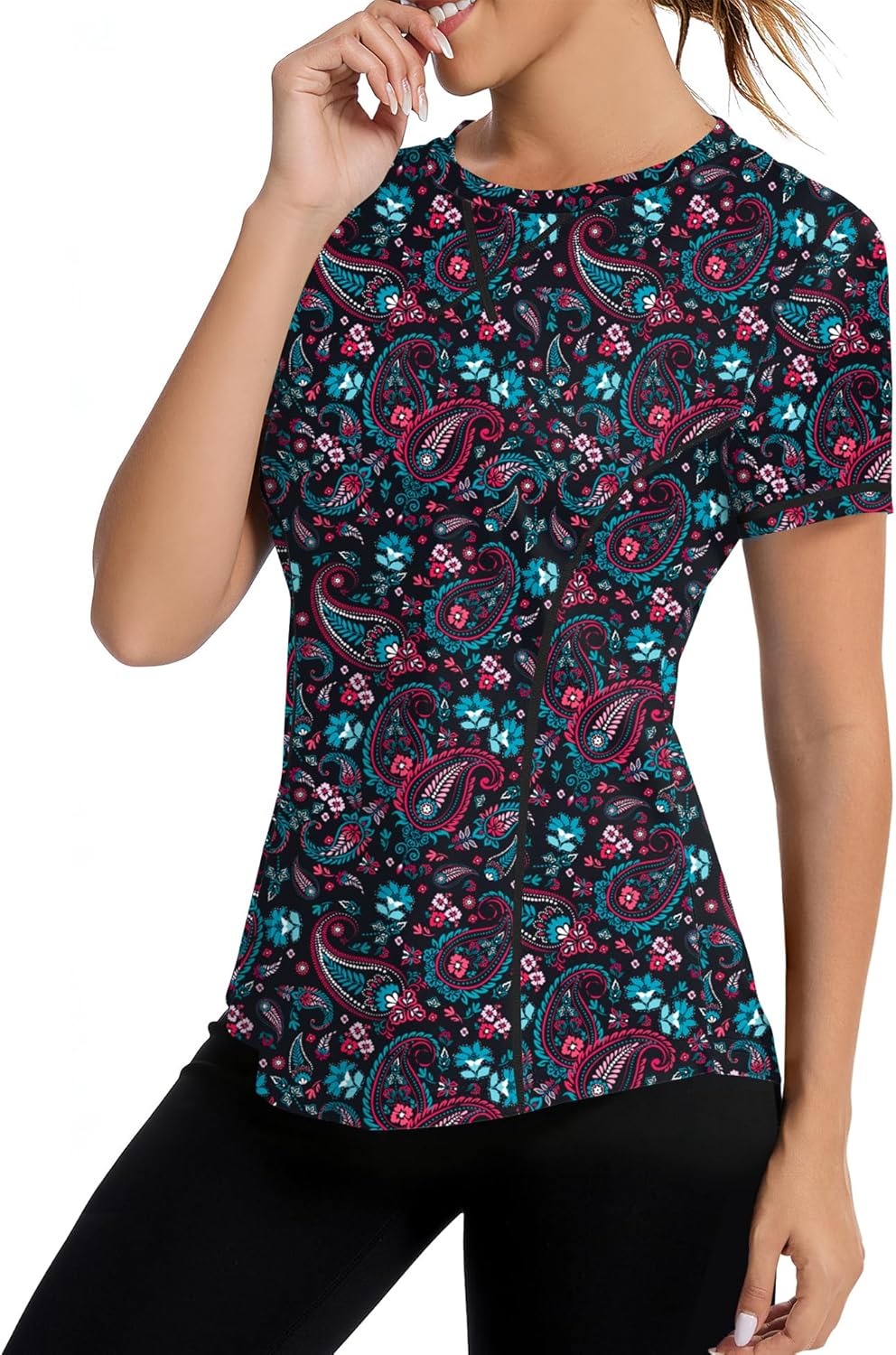AVOOGUE Women's Quick-Dry Athletic Tops - UPF50+ Sun Protection for Gym, Hiking, Yoga | Short Sleeve