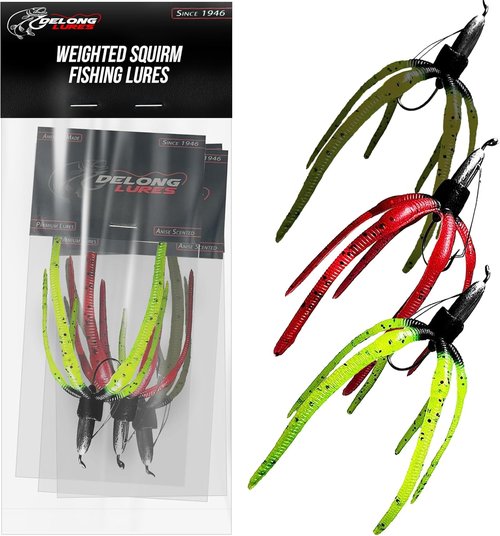 Delong Lures - Squirm Fishing Lures Kit - Premium Weighted Jigs for Freshwater & Saltwater - Made in USA
