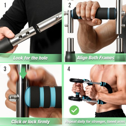 FitnessX Twister Arm Trainer, 60-100 LBS Chest Workout Equipment, Home Workout, Chest and Arm Trainer for Men, Chest Press Bar, Heavy-Duty Strength Training Equipment for Home Gym