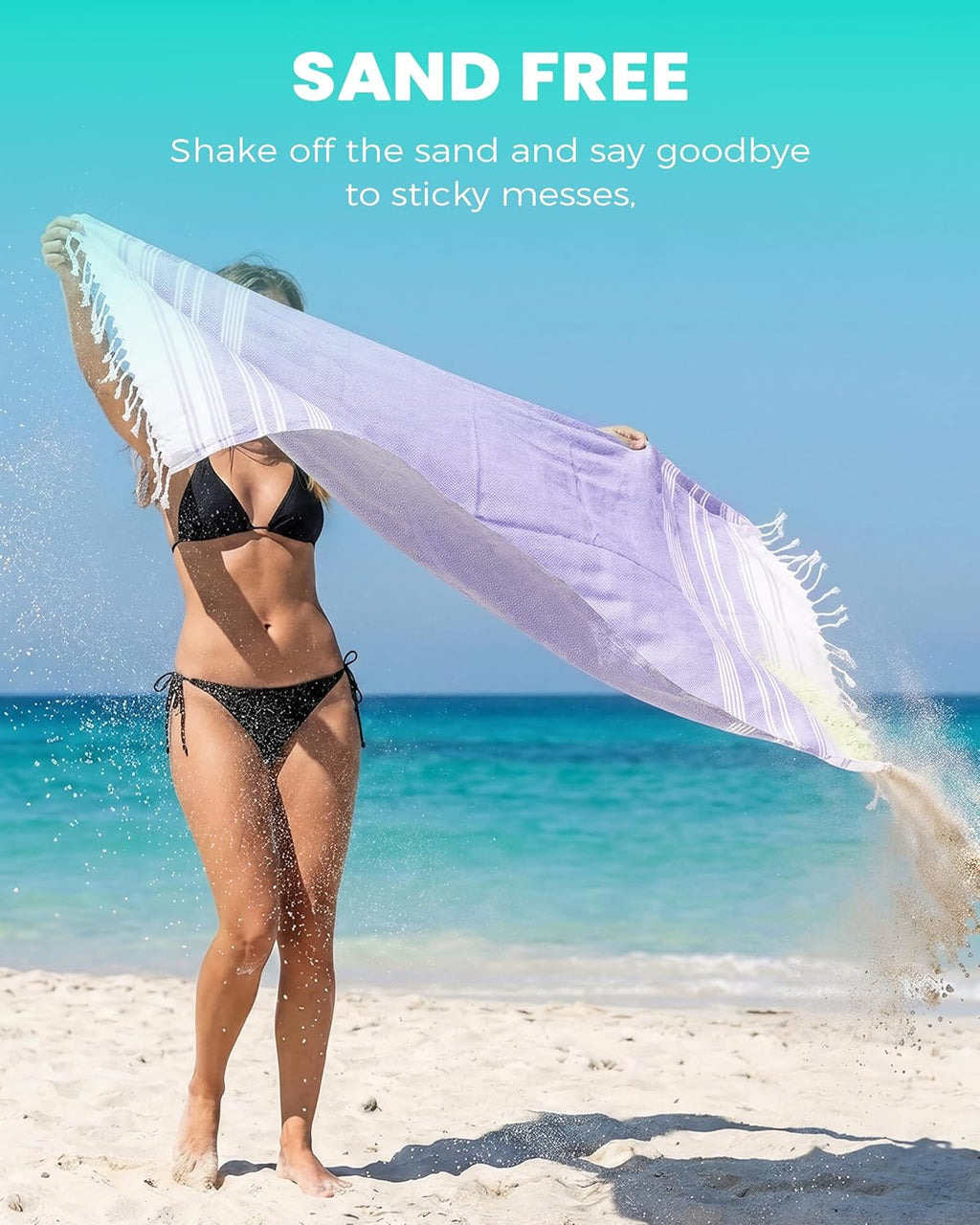 Skiennix Turkish Beach Towels - Quick Dry, Sand-Free, Oversized, Soft & Absorbent | 2-Pack, Stripe Design