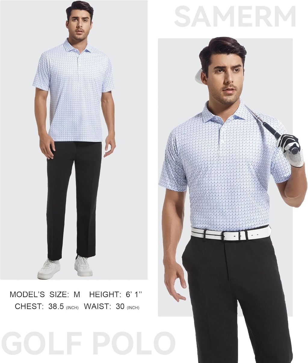 SAMERM Men's Golf Shirts - Short Sleeve Dry Fit Performance Polo | Moisture-Wicking Sport Shirt