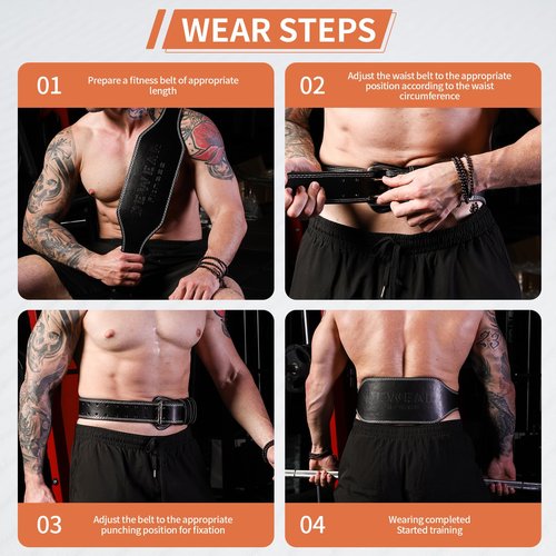 Leather Weight Lifting Belt, 4”& 6”Padded Lumbar Back Support, 10 Adjustable Holes, Gym Weight Belt Ideal for Deadlift, Powerlifting, Bodybuilding and Squat (6-Inch Brown, L (24"-35"))