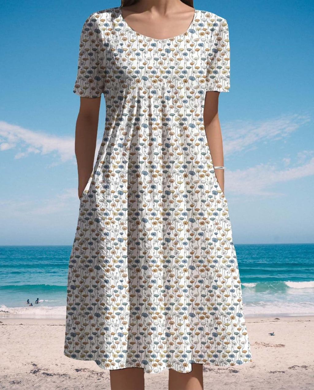 Skiennix Women's Floral Printed Dress - Comfy Oversized Short Sleeve with Pockets | Summer 2025 Collection