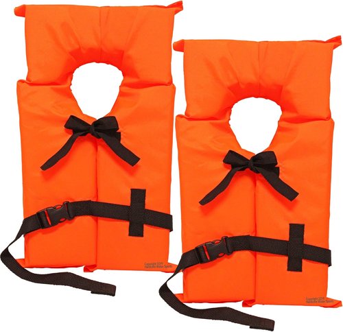 Coast Guard Approved Life Jackets - High Visibility Type II Keyhole Vest | 6 Pack Classic May West Style