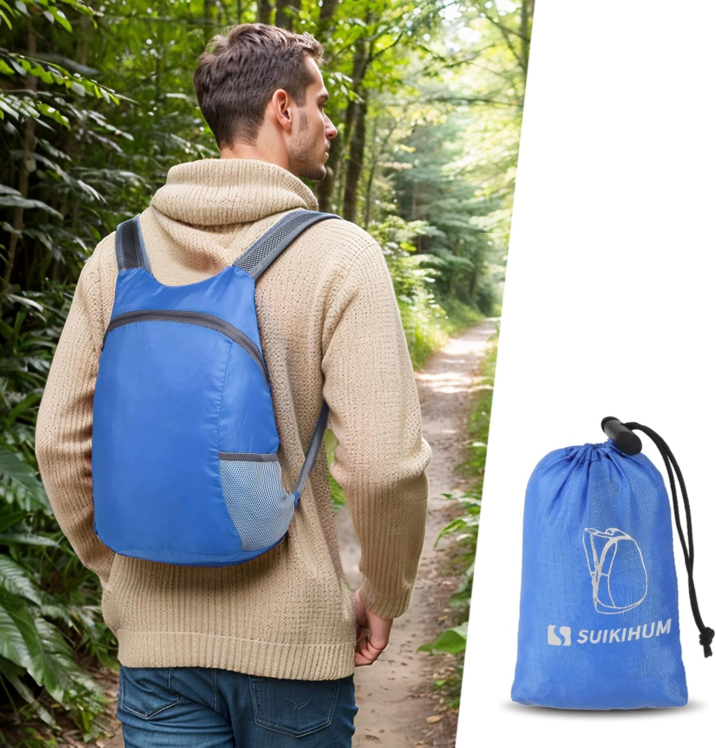 Skiennix 20L Ultra Lightweight Hiking Daypack - Foldable Travel Backpack for Camping & Cycling | Sapphire