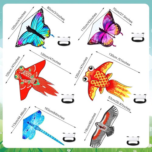 Leitee Large Butterfly Kite - Easy to Fly for Kids & Adults | 6 Pack for Outdoor Fun & Games
