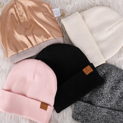 Womens Winter Warm Beanie Hats Gloves Scarf Headband Set for Women Soft Fleece Lined Ear Warmer Knit Scarf Touch Screen Gloves 4 Set Winter Gifts