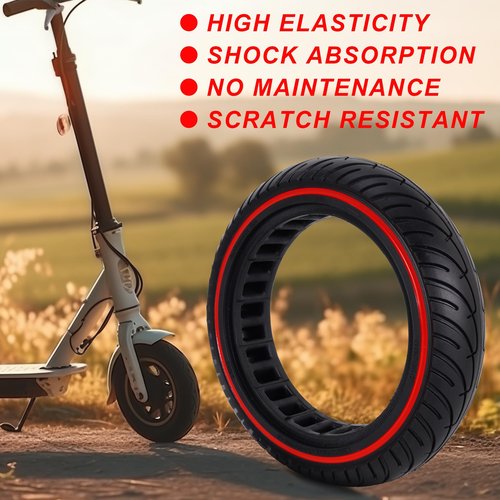 RUTU 8.5x2 Inch Solid Tire for Xiaomi m365 Electric Scooter for m365 pro/gotrax gxl V2/gotrax XR, 50/75-6.1 Scooter Wheels 8 1/2'' Front or Rear Replacement Solid Tires, Red 2 Pack