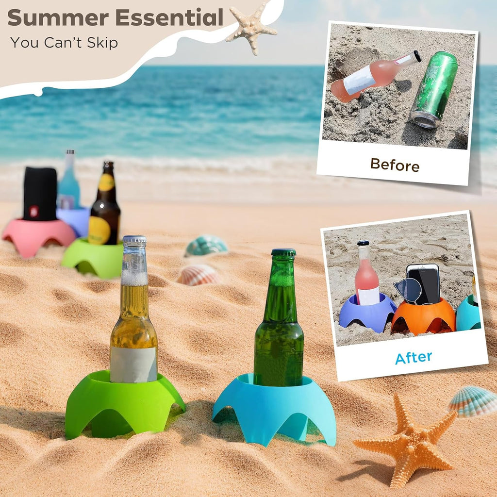 Uarzt Beach Vacation Essentials - 5-Pack Sand Coasters Drink Cup Holders | Multicolor Must-Haves for Summer Fun