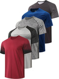 RPOVIG Men's Athletic Workout T-Shirts - 5 Pack Short Sleeve Gym Tees for Running | Comfortable Fit