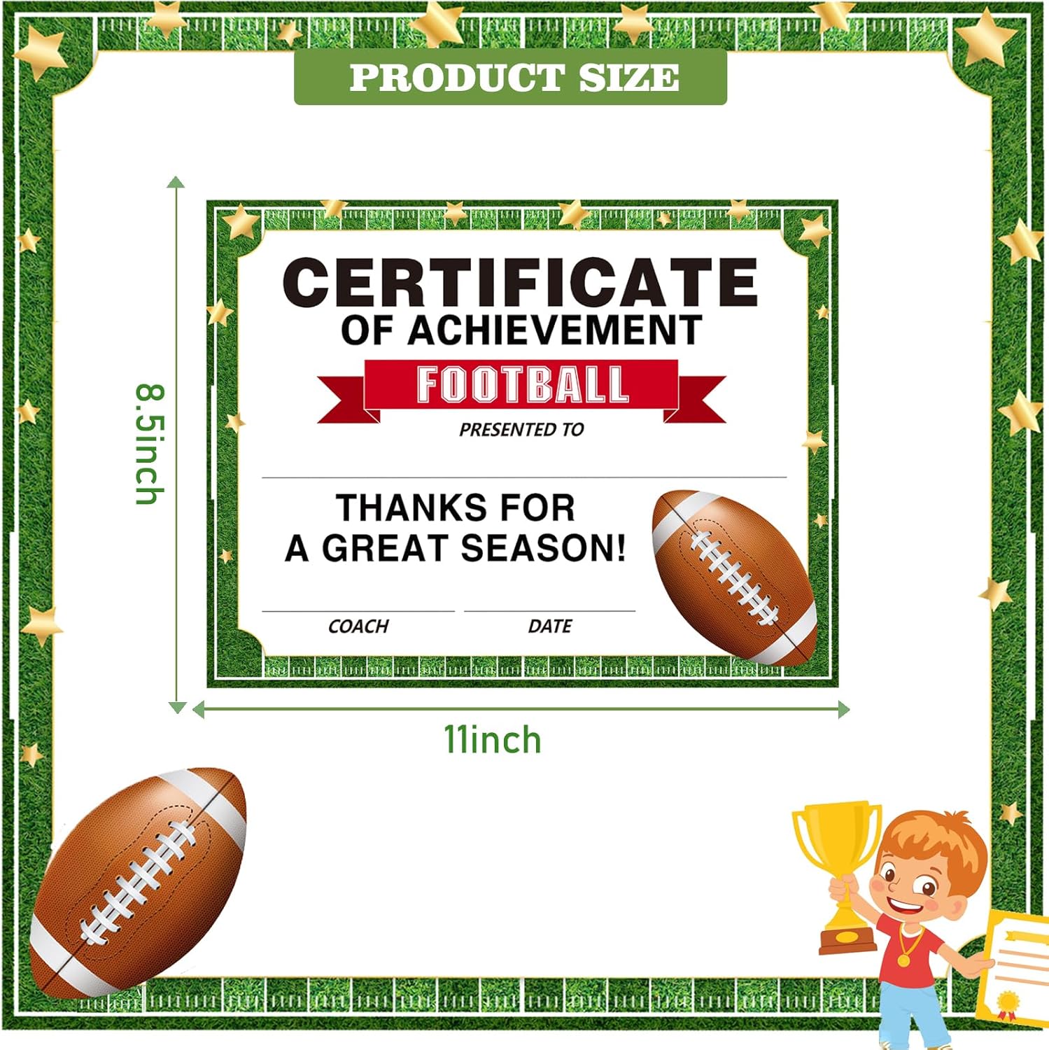 Regine Switzerland Rugby Achievement Award Certificates - 30 Pack for Kids | Perfect for Pre-School & Kindergarten