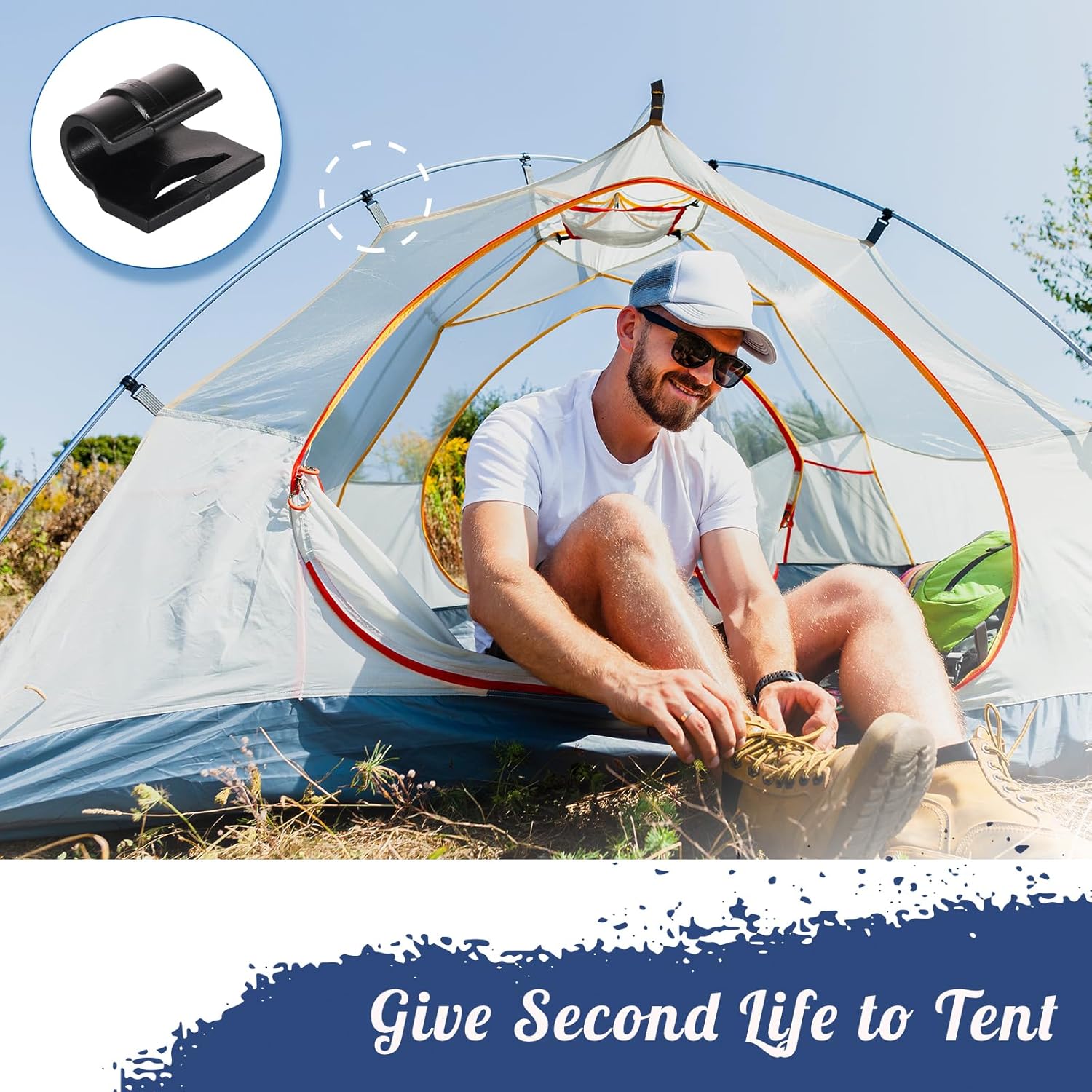 Skiennix Tent Pole C Clips - Durable 20 Pack for 9.5mm (3/8') Poles | Secure Your Tent