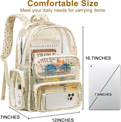 BTOOP Clear Backpack - Heavy Duty Transparent Bookbag for College & Festivals | 17" with Padded Straps