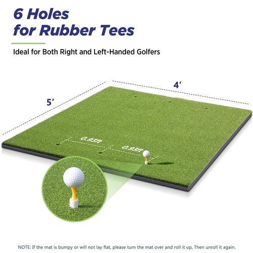 Golfguru Golf Mat, 5x4ft 21mm Dense Elite Golf Hitting Mats Practice with 10 Balls, 9 Tees, Heavy Duty Artificial Hitting Training Matt for Backyard Driving Chipping Indoor Outdoor Simulators