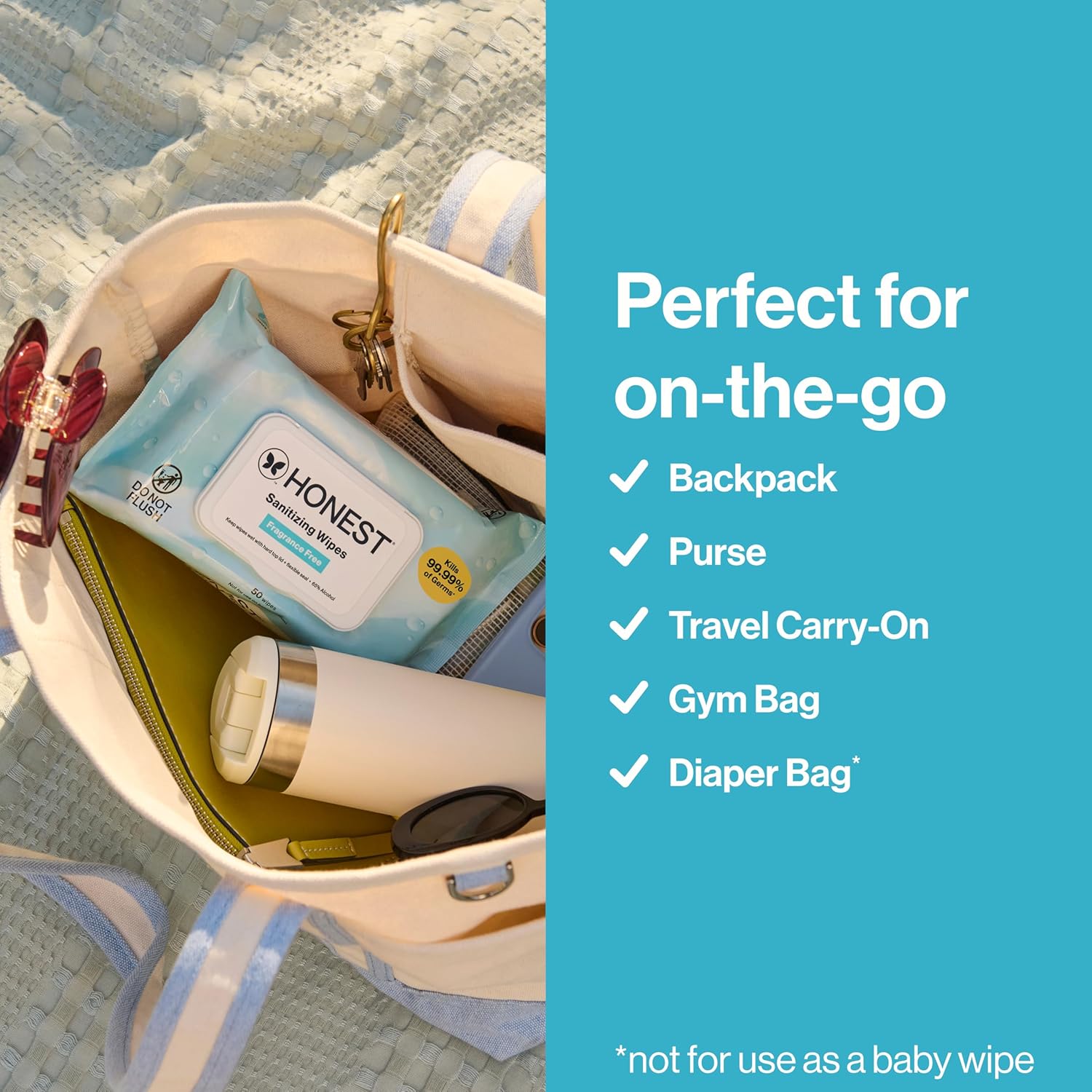 The Honest Company Fragrance-Free Alcohol Wipes - Antibacterial with Aloe, 150 Count, Kills 99% of Germs