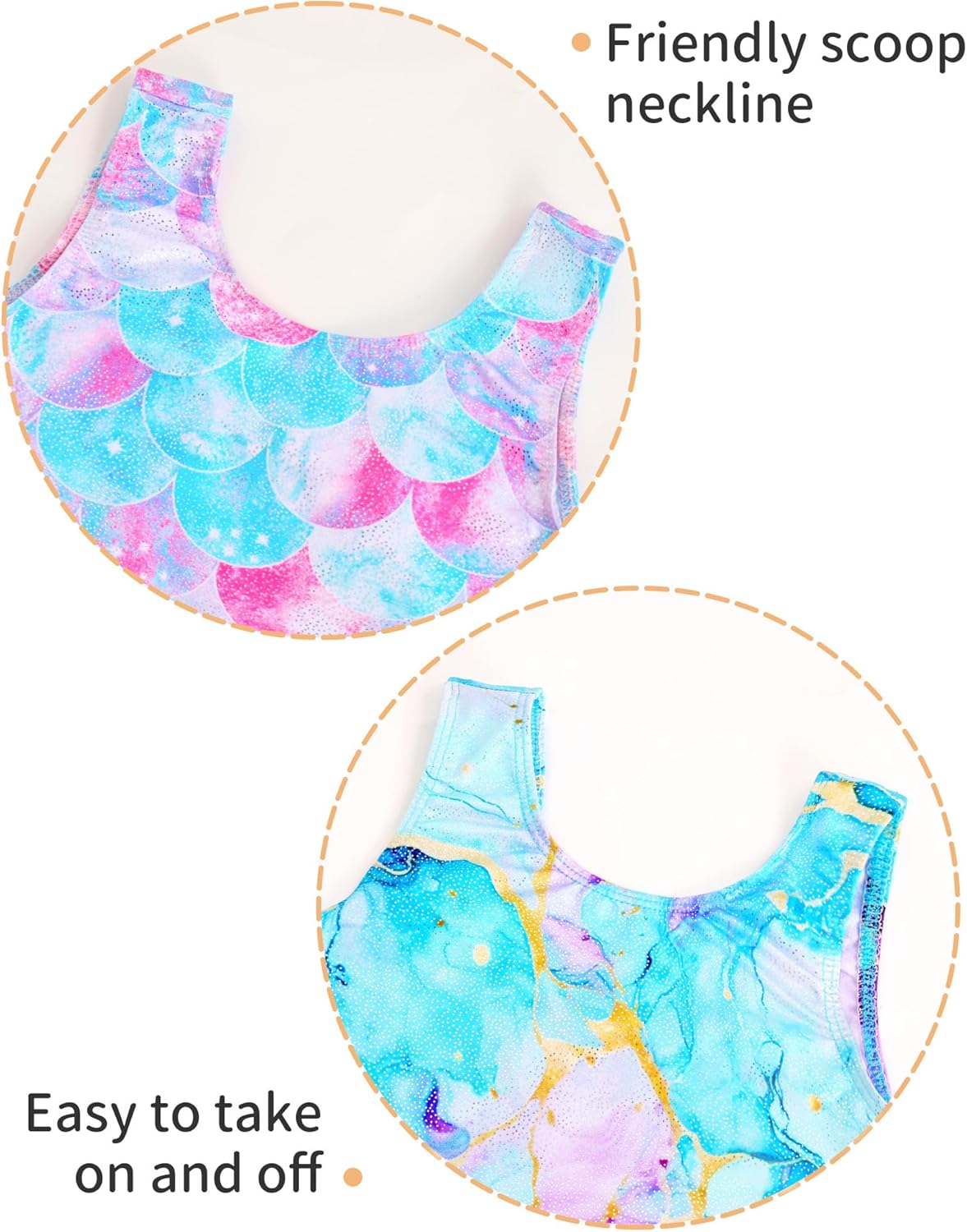 Skiennix 2 Pack Girls Gymnastics Leotards - Sparkly Sleeveless Tumbling Unitards with Shorts