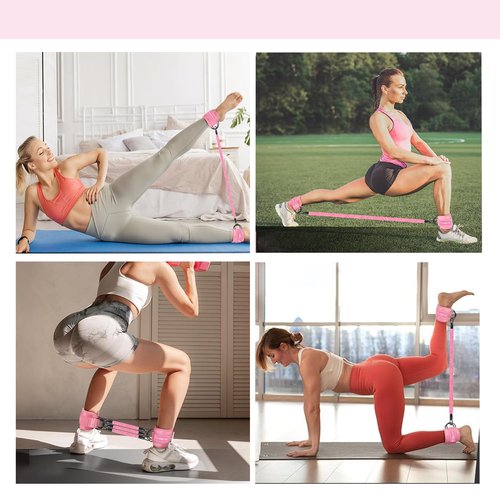 Hip Thrust Belt and Ankle Resistance Cuffs Set for Fitness Training (Pink)