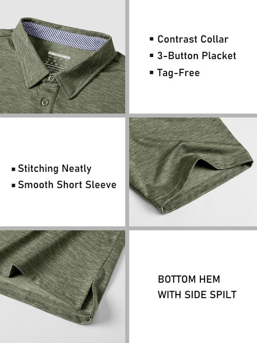 MAGCOMSEN Men's Polo Golf Shirt - Moisture-Wicking 3-Button Athletic T-Shirt | Casual Collared Style