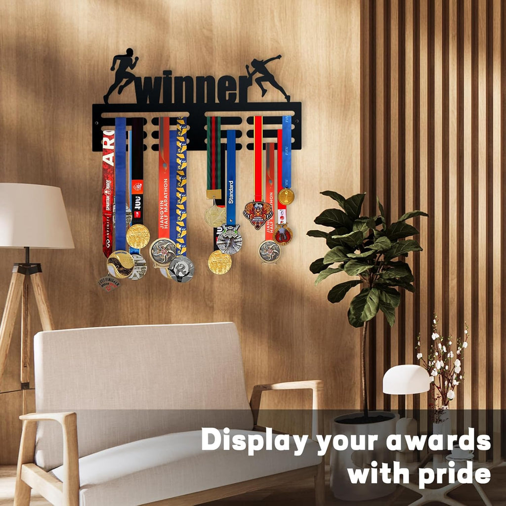 Premium Medal Display Rack by [Brand Name] - Wall Mount Sports Medal Holder for Athletic Achievements