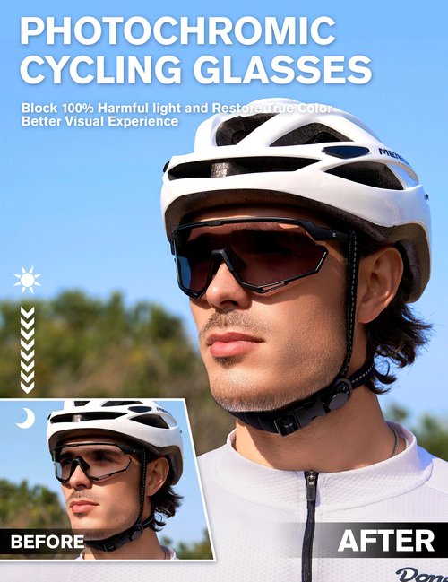 BIRCEN Photochromic Cycling Glasses: Mountain Bike Sports Sunglasses for Men Women Running Riding MTB Baseball