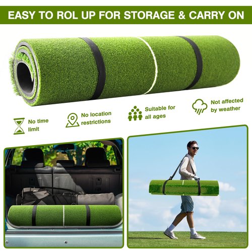 VIVITORY 5x4ft 21mm-45mm Golf Mat with Ball Tray, Thickening Golf Hitting Mat, Integrated Golf Practice with 10 Golf Balls, 7 Golf Tees, Artificial Golf Turf Mat Practice Swing Mats