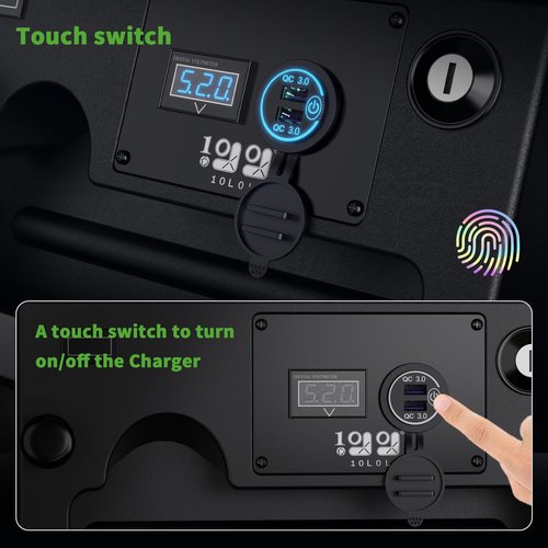10L0L Golf Cart Quick Charge 3.0 Outlet Dual USB Charger Socket for Yamaha EZGO Club Car, 12V Input Double USB Ports Waterproof