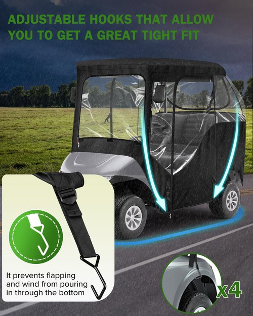 moveland 2 Passenger Golf Cart Driving Enclosure for EZGO TXT RXV - Upgraded Stronger Door Zipper for Golf Cart Rain Enclosure