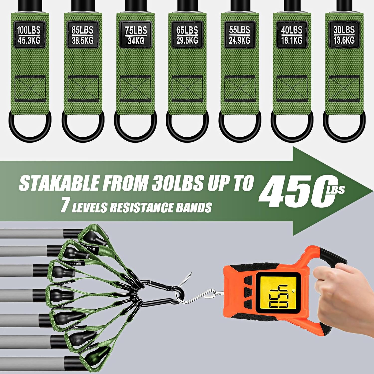 WOQQW Heavy Resistance Bands - 350lbs/450lbs Exercise Bands with Handles for Strength Training | Home Gym Equipment