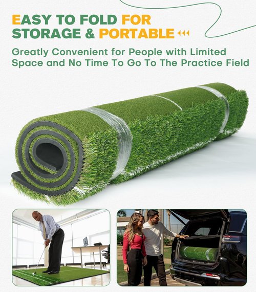 Premium Dual-Turf 5x4ft Golf Mat:Upgraded Golf Hitting Mat, Alignment & Angle of Approach Aid, Indoor/Outdoor Practice, Green,Ideal Golf Valentine's Day Gifts