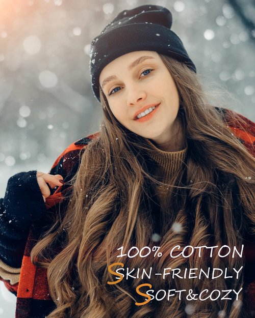 choshion 100% Cotton Beanie Lengthen Cuffed Beanies Knit Winter Hats for Men Women Soft Warm Ski Hat Unisex Knitted Skull Cap