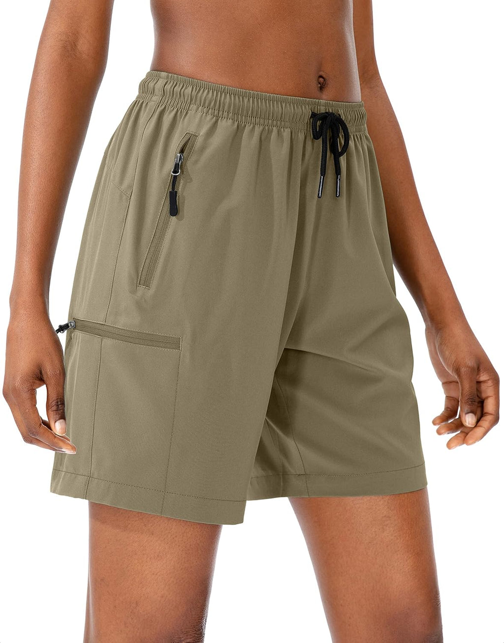 SANTINY Women's Quick-Dry Hiking Cargo Shorts - Lightweight Athletic Summer Shorts with Zipper Pockets | 5''/7''/9'' Sizes