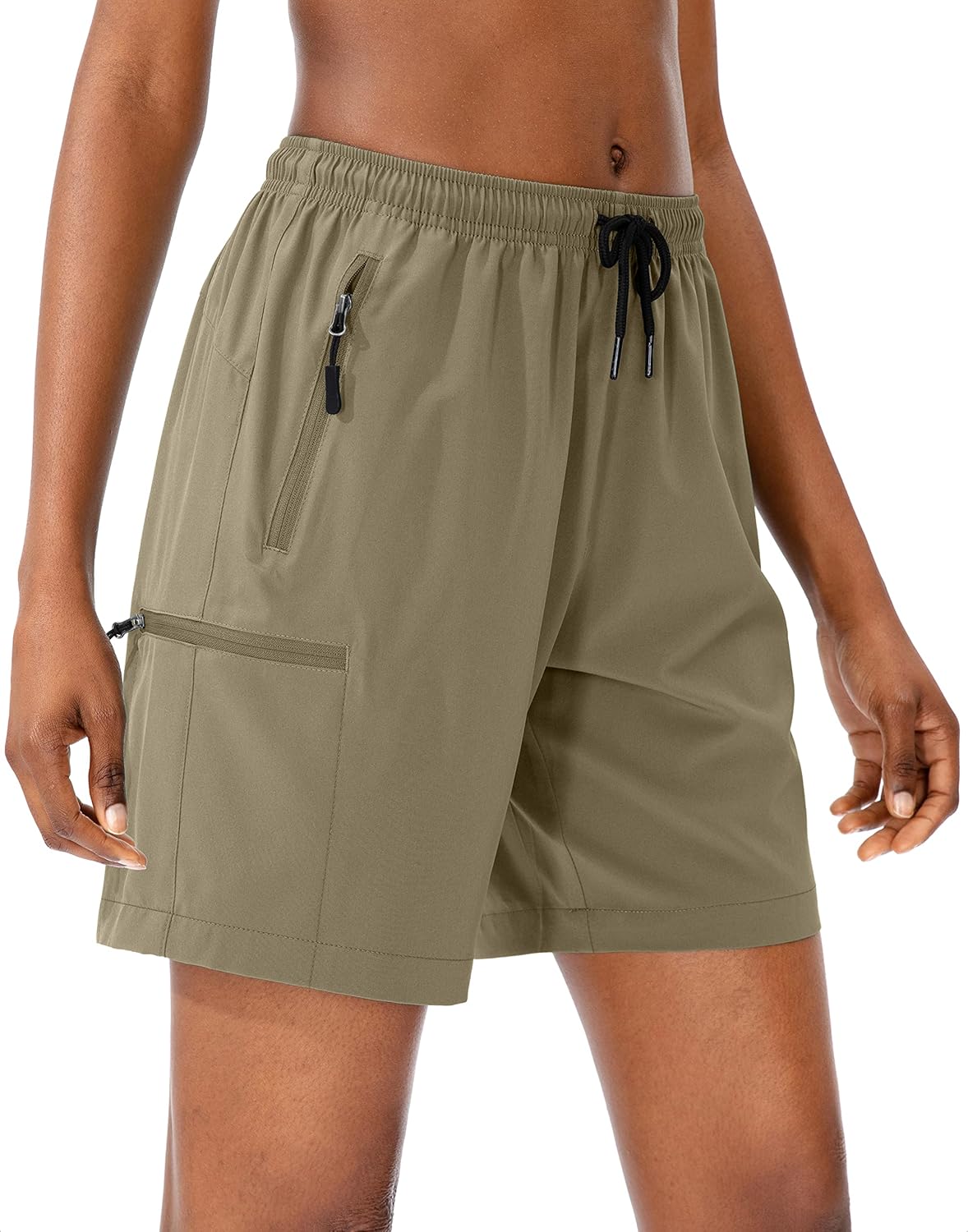 SANTINY Women's Quick-Dry Hiking Cargo Shorts - Lightweight Athletic Summer Shorts with Zipper Pockets | 5''/7''/9'' Sizes