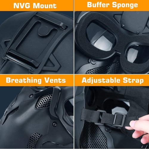 Guayma Tactical Full Face Airsoft Paintball Mask - Cyberpunk Balaclava for Halloween Cosplay