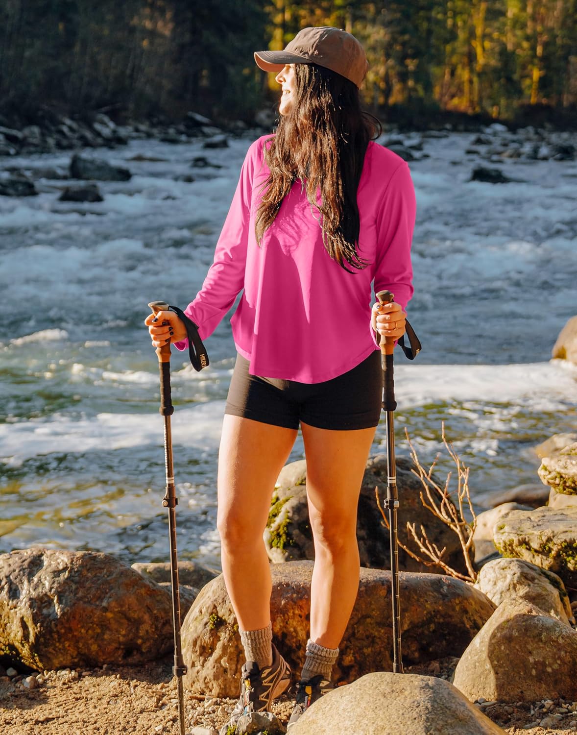 SANTINY Lightweight Long Sleeve Workout Tops for Women Breathable Gym Yoga Athletic Running Hiking Top UPF 50+ Sun Shirts