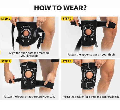 CAMBIVO ELITE Knee Brace with Side Stabilizers & Open Patella Gel Pad for Knee Pain, Meniscus Support, Arthritis & Ligament Strain for Men and Women – Adjustable Wrap for Daily Use (Black, Large)