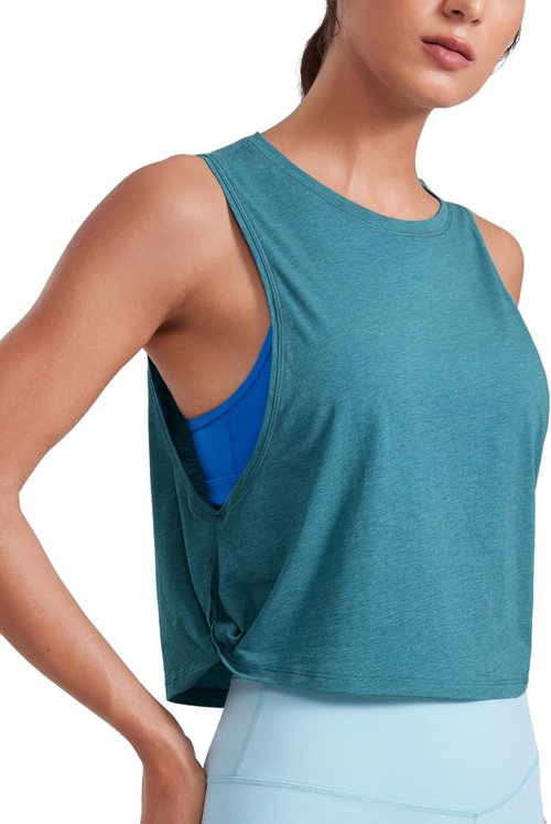 CRZ YOGA Pima Cotton Tank Tops for Women - Loose Fit Sleeveless Workout Shirts | Athletic Gym Wear