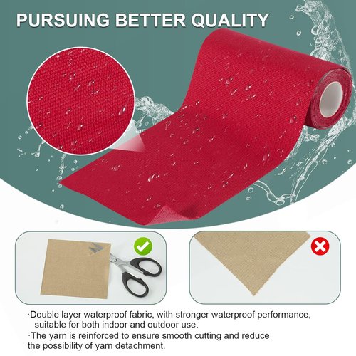 Linen Canvas Repair Tape - Waterproof Self-Adhesive Patch for Outdoor Gear | 4x63 Inches, Red