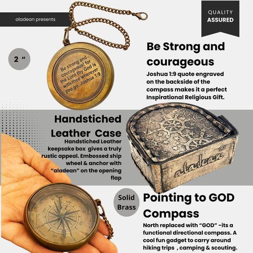 God My Lord Guide Me Compass - Inspirational Gift Engraved Greeting 2025 Graduation Day Gift, Birthday, Christmas, Baptism, Confirmation Gifts for Men Women Boys & Girls (#1 God Guide)