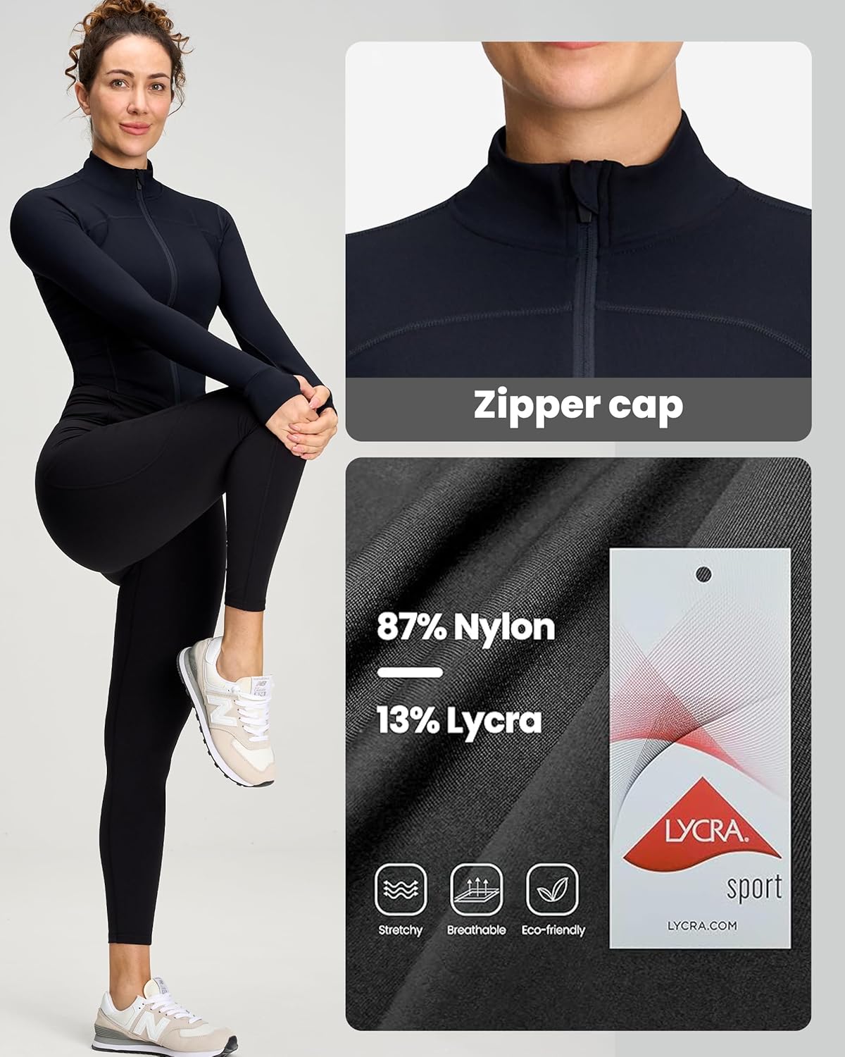 Skiennix Women's BBL Jacket - Full Zip Athletic Crop with Thumb Holes for Running & Yoga