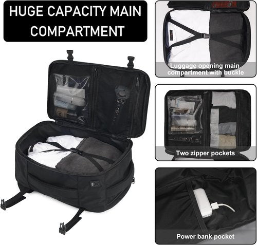 ECOHUB Travel Backpack - Airline Approved Personal Item Bag | Water Resistant, 13 Pockets, Black