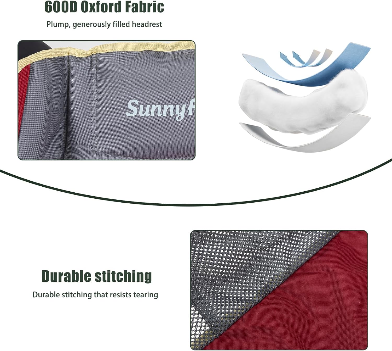 SUNNYFEEL Double Camping Chairs - Heavy Duty Padded Loveseat for 2 | 600lbs Capacity, Portable Red Outdoor Couch