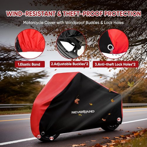 Neverland Motorcycle Cover - Waterproof All-Season Heavy-Duty Protection | Fits Most Bikes Up to 86”