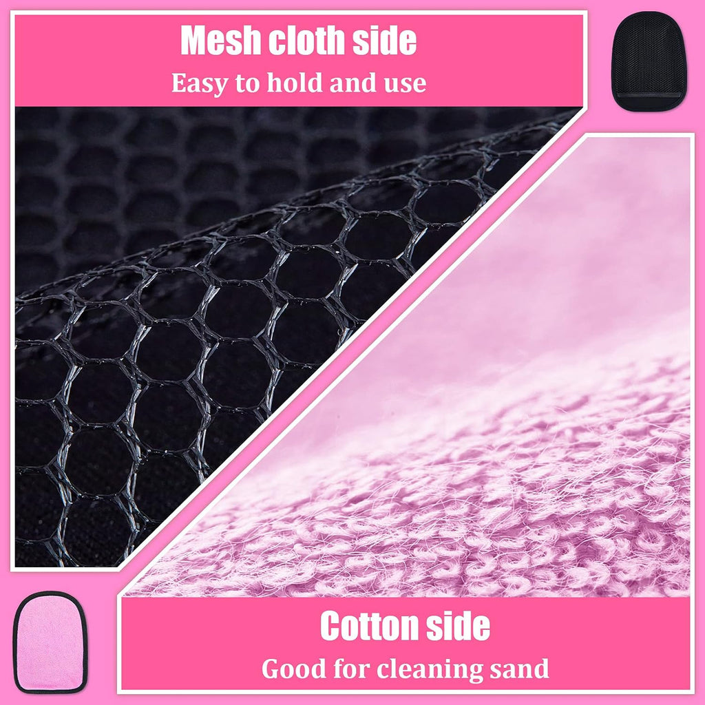 Skylety Sand Mitts - Soft Cotton Towels for Easy Sand Removal | 2-Pack for Beach Fun (Pink)