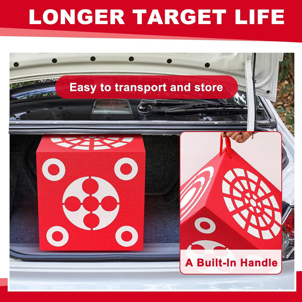 ShinyRelief 3D Foam Archery Target - Lightweight 6-Sided Dice Cube with Handle | 13 x 13 x 13 Inch